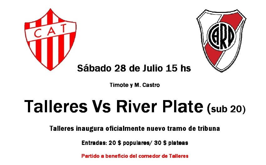 Partido a Beneficio: Sub 20 vs Talleres (Remedios de Escalada) - Campo de  Juego - tuRiver